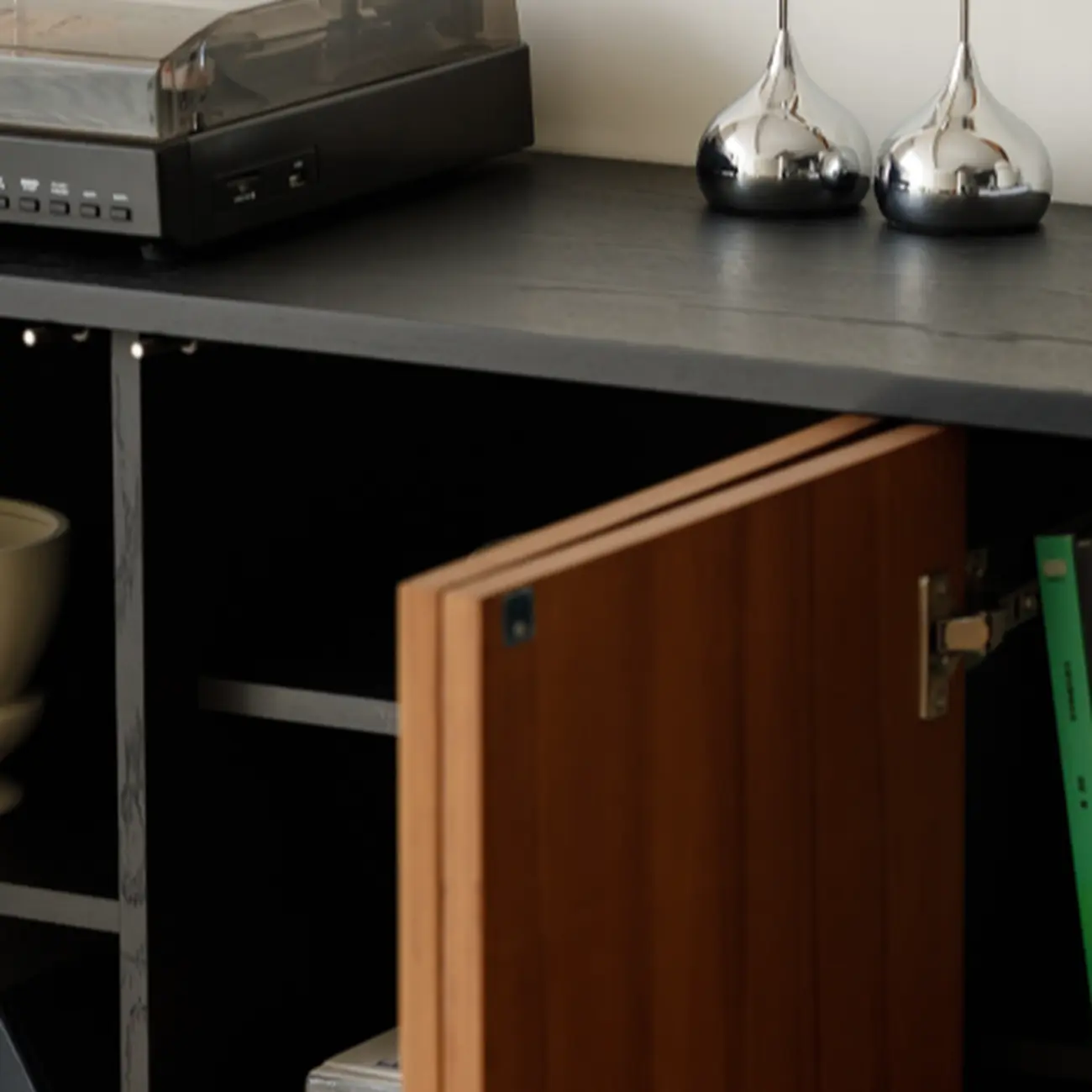 Mid-Century Modern Wood Storage Cabinet with 4 Doors Image - 7 | homeyfad