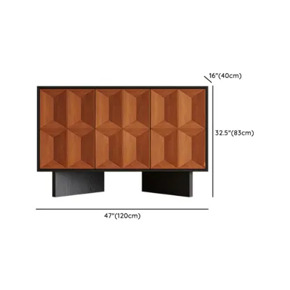 Mid-Century Modern Wood Storage Cabinet with 4 Doors Image - 13