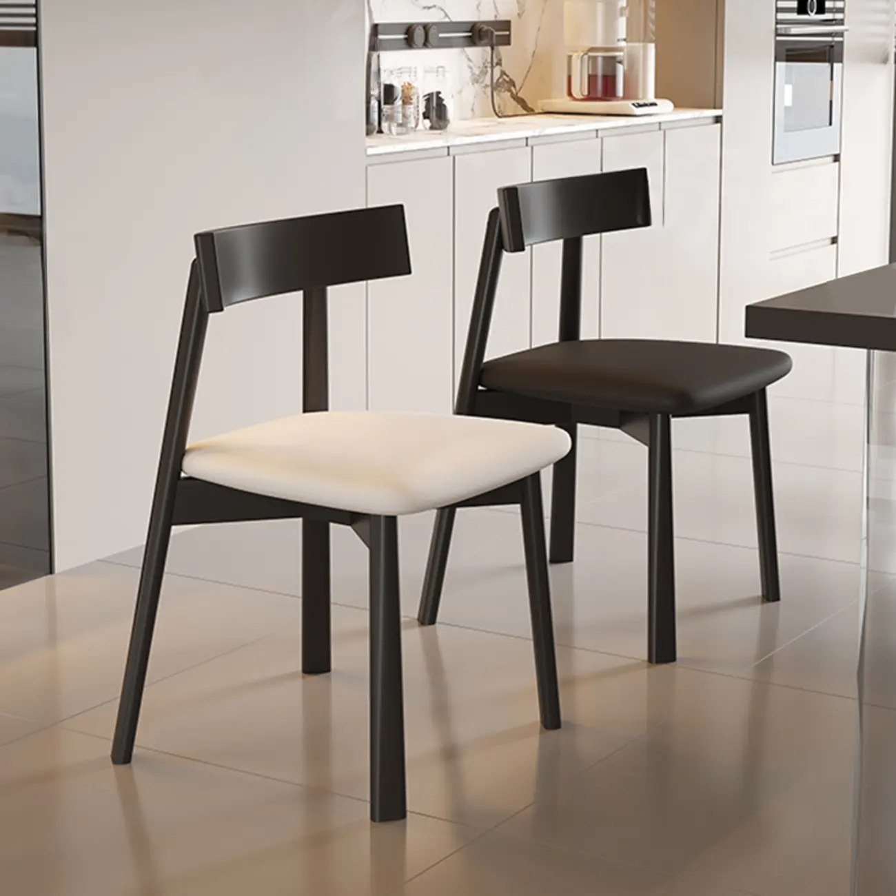 Modern Faux Leather Upholstered Low Back Dining Chair Image - 5 | homeyfad