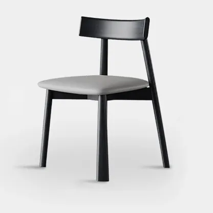 Modern Faux Leather Upholstered Low Back Dining Chair Image - 6