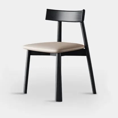 Modern Faux Leather Upholstered Low Back Dining Chair Image - 8