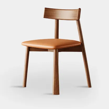 Modern Faux Leather Upholstered Low Back Dining Chair Image - 18