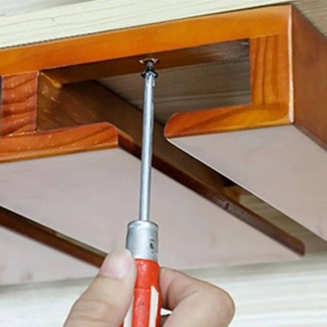 Contemporary Chestnut Wooden Hanging Wine Glass Rack | homeyfad