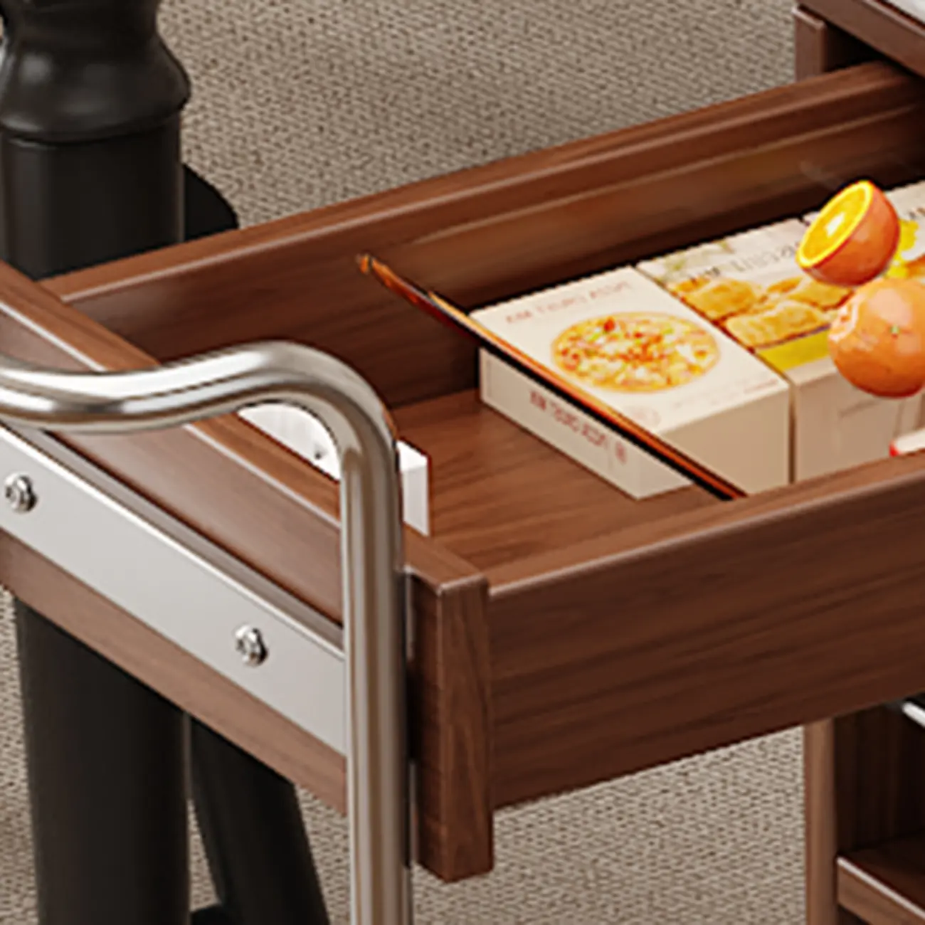 Multifunctional Sintered Stone Top Wheeled Cart Side Table Image - 11 | homeyfad