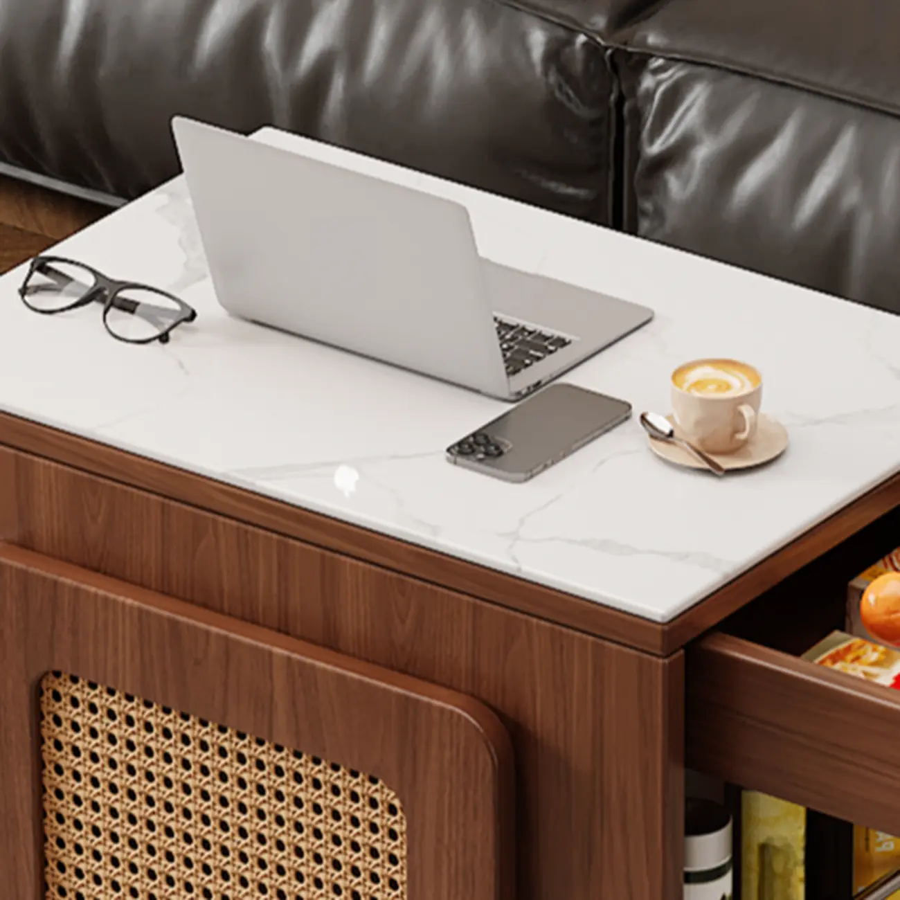 Multifunctional Sintered Stone Top Wheeled Cart Side Table Image - 12 | homeyfad