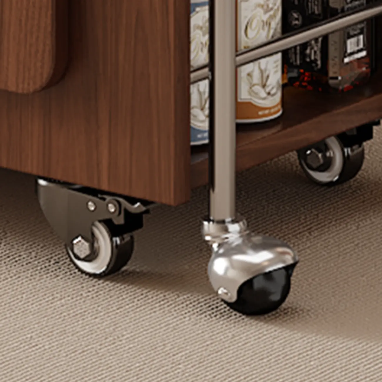 Multifunctional Sintered Stone Top Wheeled Cart Side Table Image - 13 | homeyfad