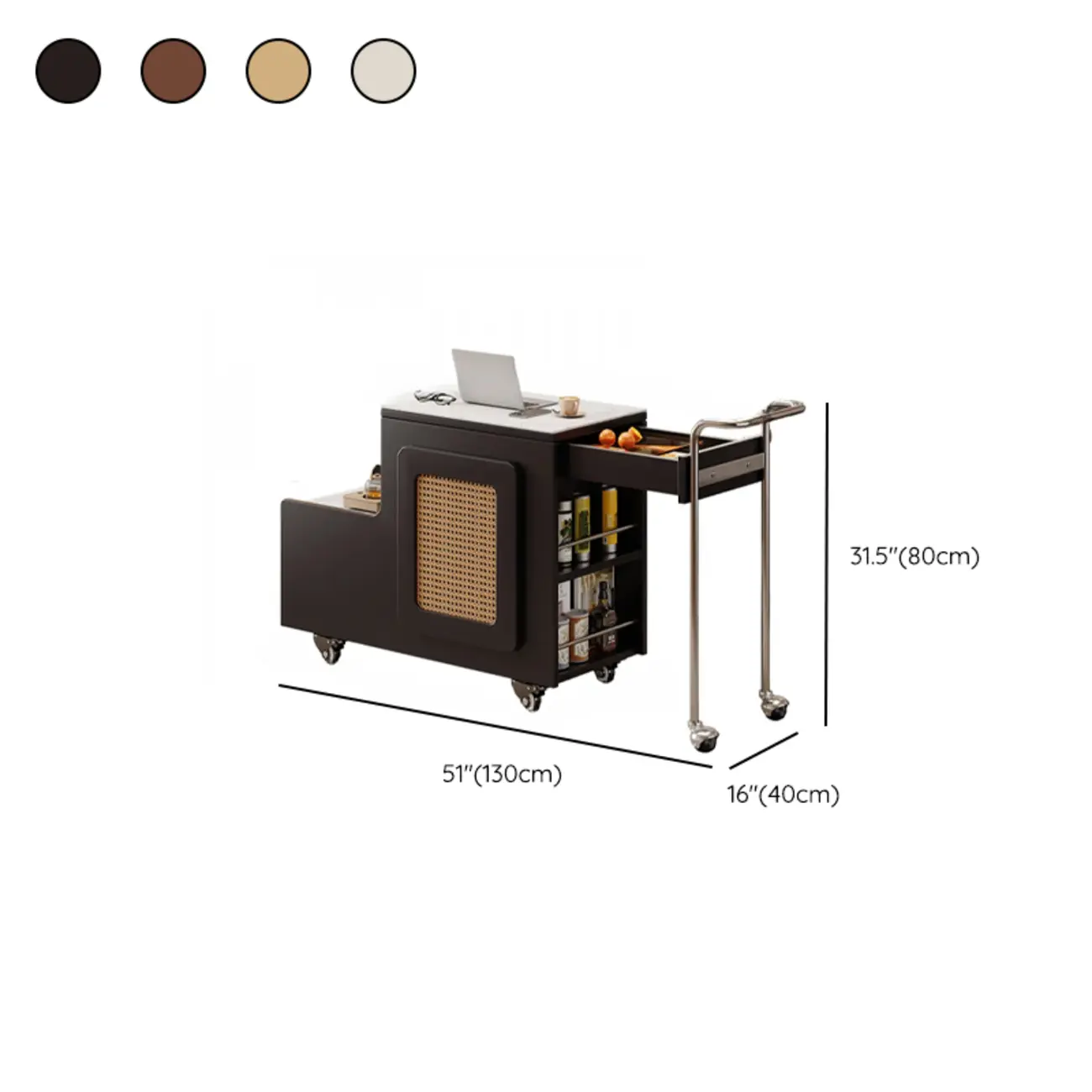 Multifunctional Sintered Stone Top Wheeled Cart Side Table #size | homeyfad