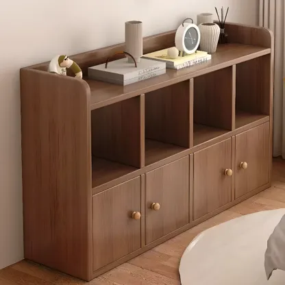 Brown Modern Wood Horizonal Cube Bookcase with Storage Image - 3