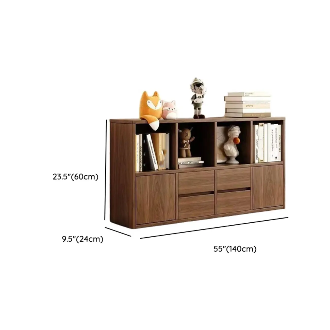 Brown Modern Wood Horizonal Cube Bookcase with Storage Image - 10 | homeyfad