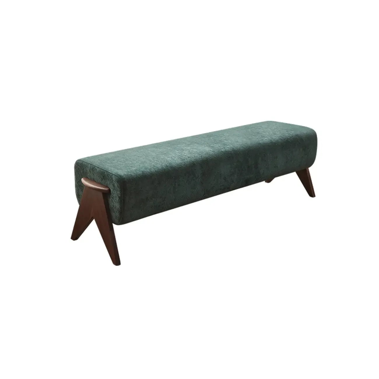 Modern Emerald Green Upholstered Bedroom Bench Image - 2