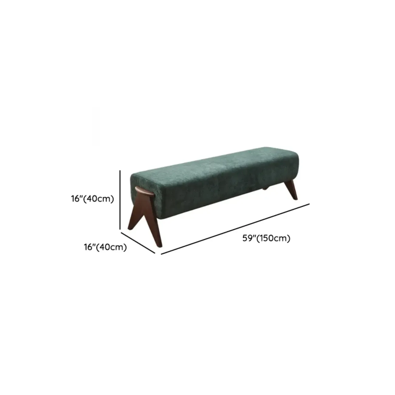 Modern Emerald Green Upholstered Bedroom Bench Image - 13