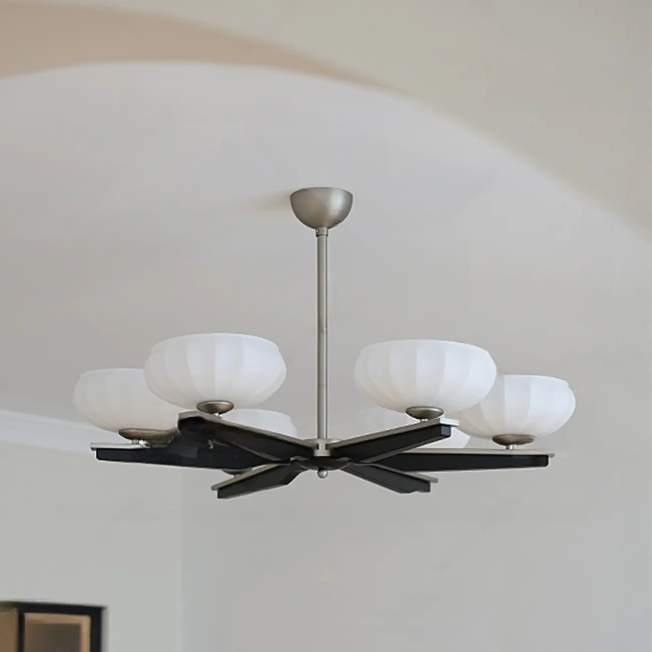 Gold Glass Flower Shaped Modern Linear Chandelier Light Image - 3 | homeyfad