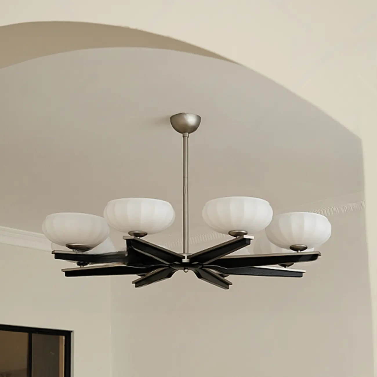 Gold Glass Flower Shaped Modern Linear Chandelier Light Image - 5 | homeyfad