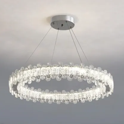 Gold Crystal Circular Glass Beads Modern Chandelier Image - 3