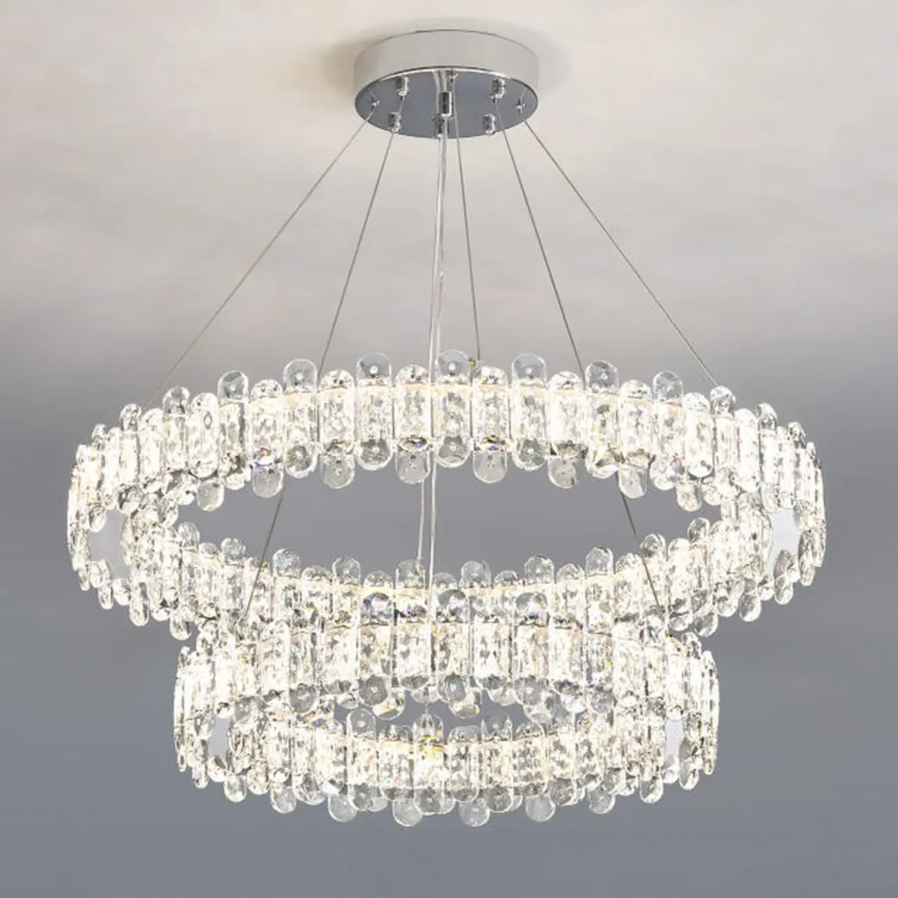 Gold Crystal Circular Glass Beads Modern Chandelier Image - 5 | homeyfad