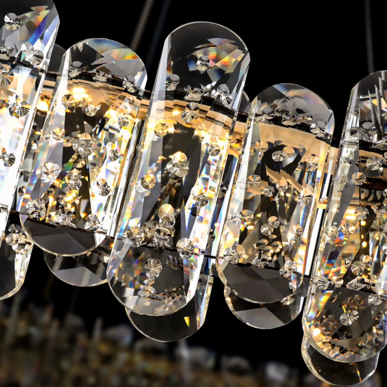 Gold Crystal Circular Glass Beads Modern Chandelier Image - 6 | homeyfad