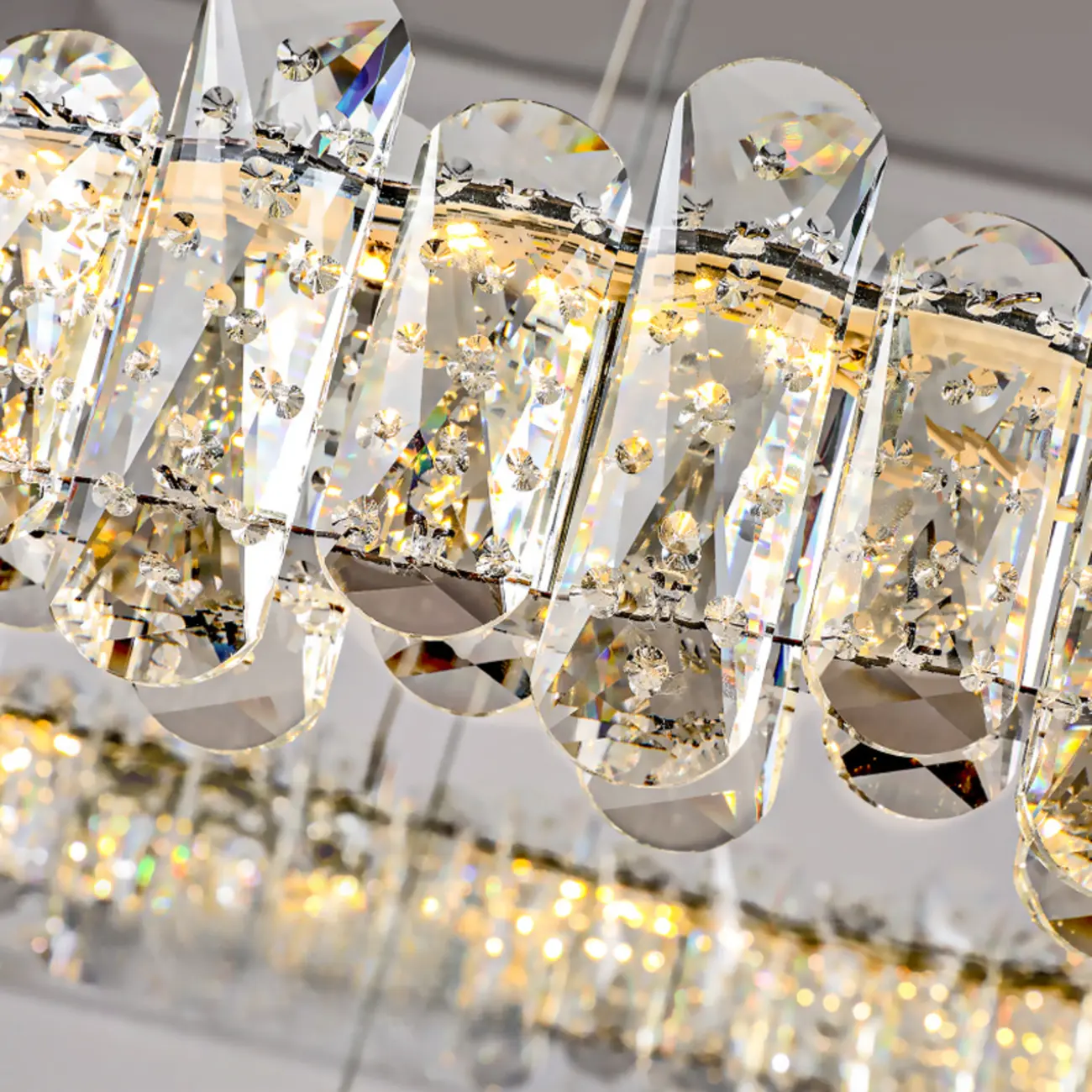 Gold Crystal Circular Glass Beads Modern Chandelier Image - 7 | homeyfad