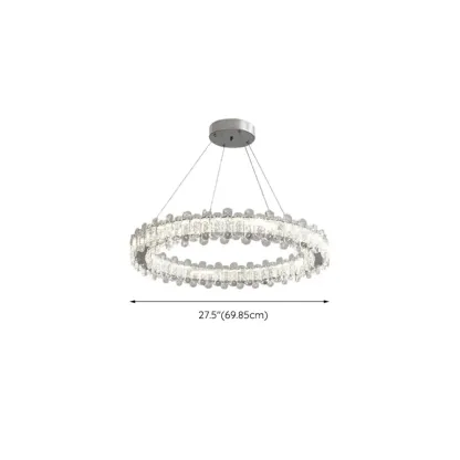 Gold Crystal Circular Glass Beads Modern Chandelier Image - 10