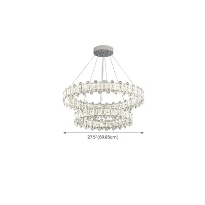 Gold Crystal Circular Glass Beads Modern Chandelier Image - 11