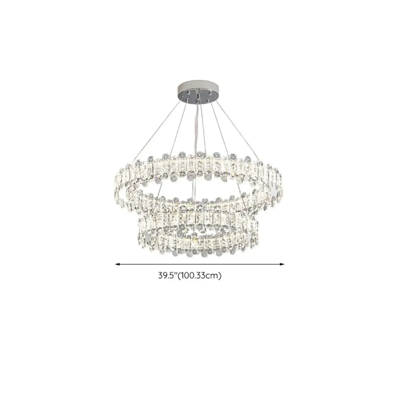 Gold Crystal Circular Glass Beads Modern Chandelier Image - 12