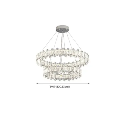 Gold Crystal Circular Glass Beads Modern Chandelier Image - 12