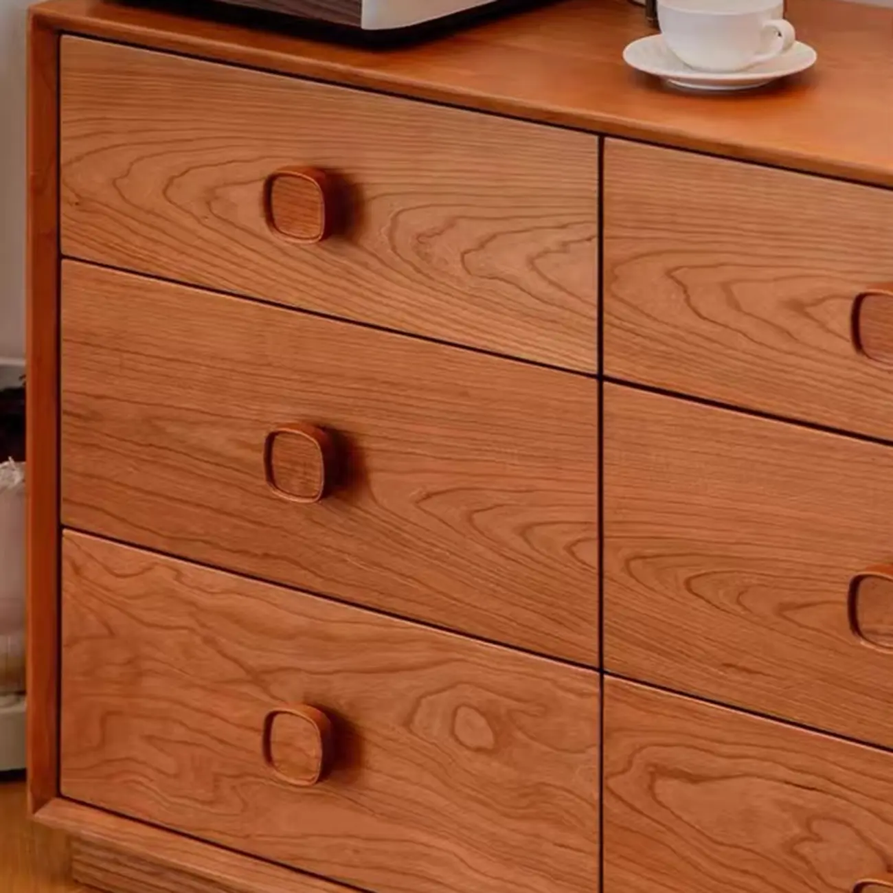 Bedroom Horizontal Multi-drawer Pine Wood Double Dresser Image - 8 | homeyfad