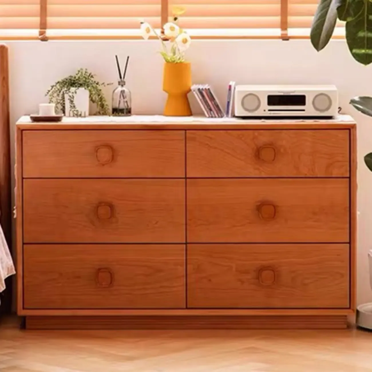 Mid-century Modern Wooden Horizonal Double Dresser Image - 2