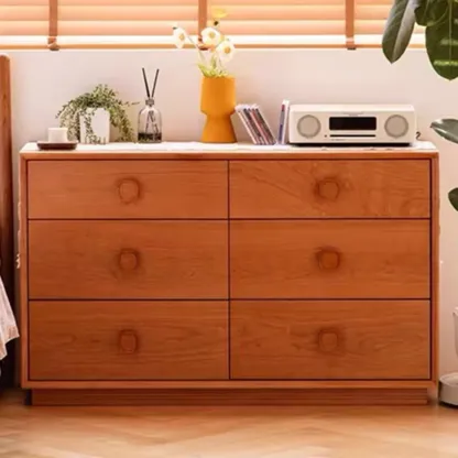 Mid-century Modern Wooden Horizonal Double Dresser Image - 2