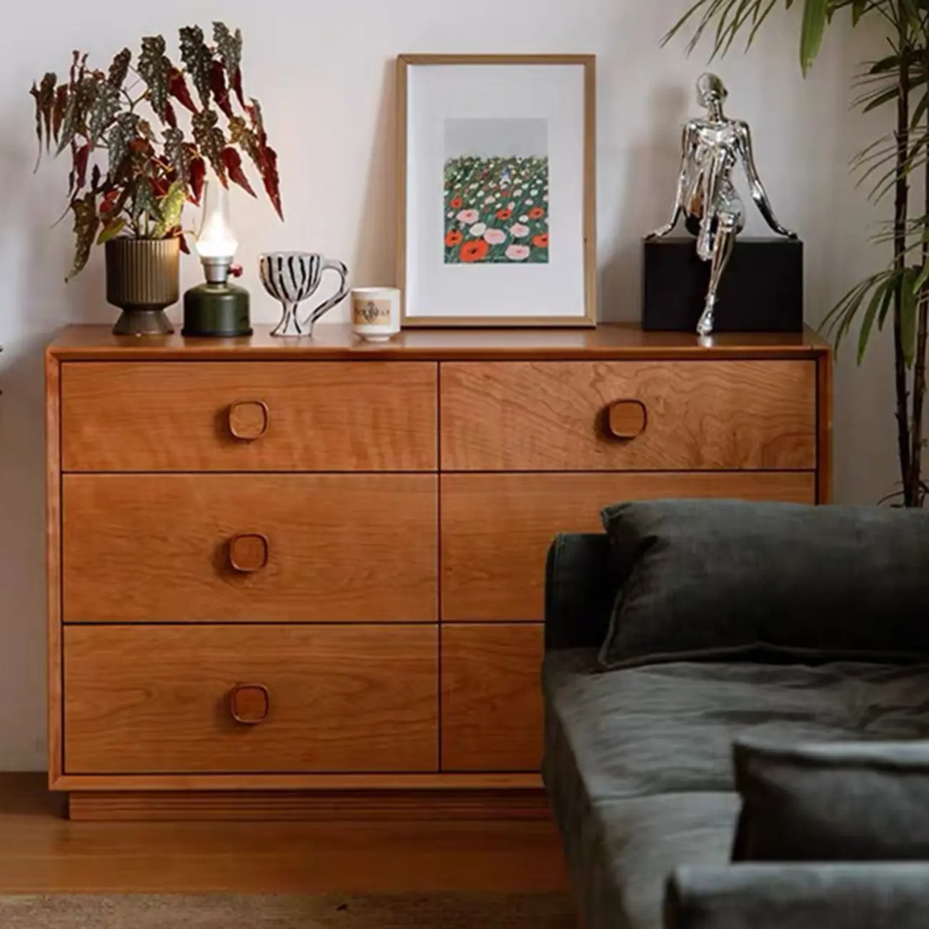 Mid-century Modern Wooden Horizonal Double Dresser Image - 4 | homeyfad