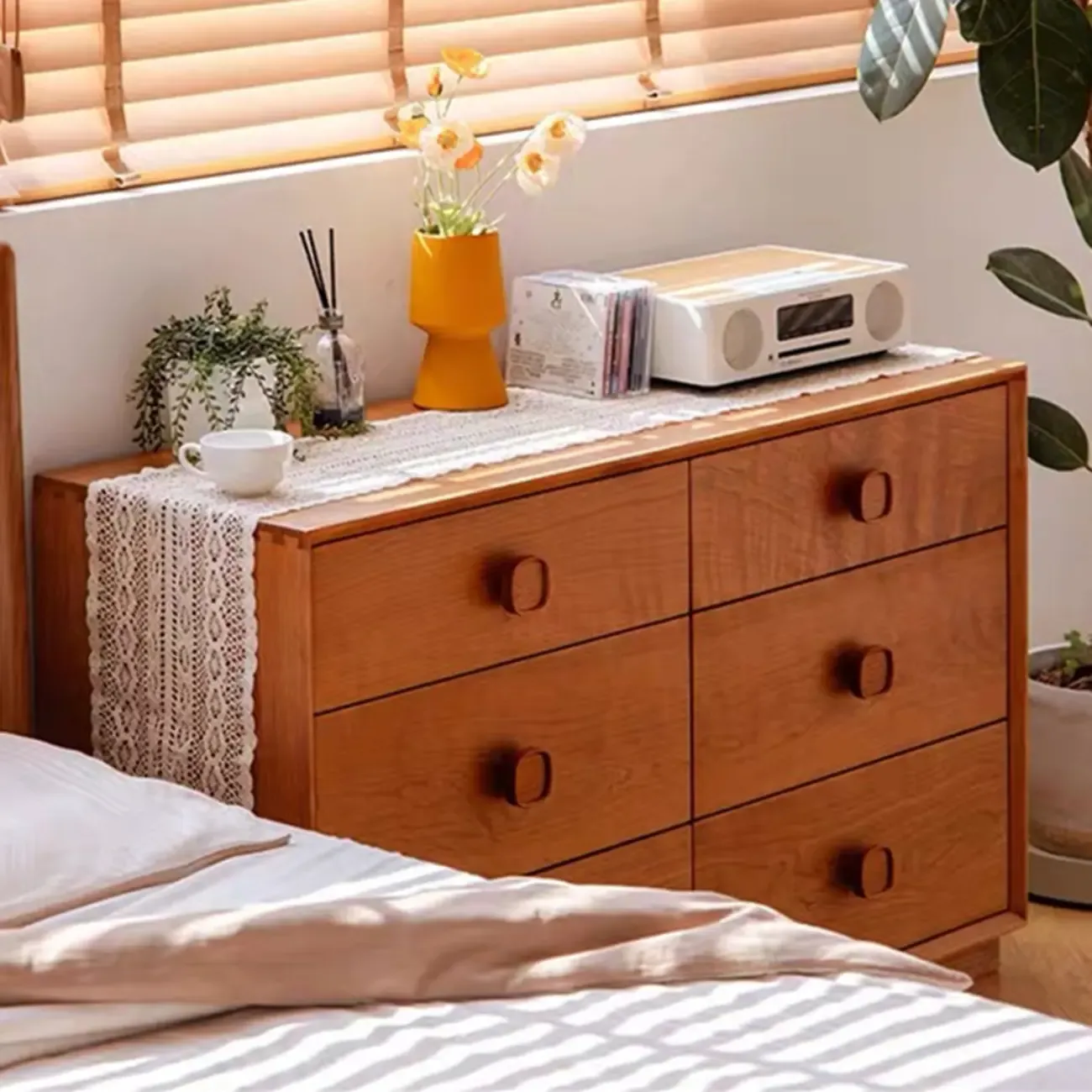 Mid-century Modern Wooden Horizonal Double Dresser Image - 3