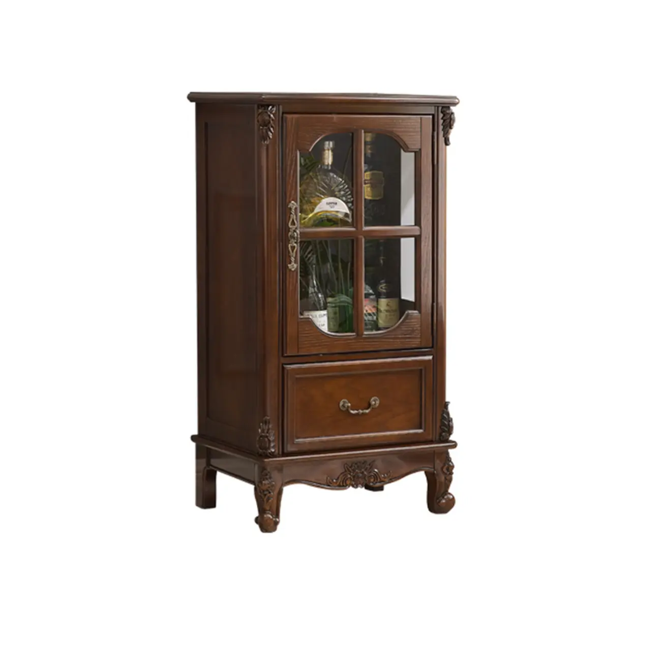 Traditional 34" Wood Wine Bar Cabinet with Drawers Image - 5 | homeyfad