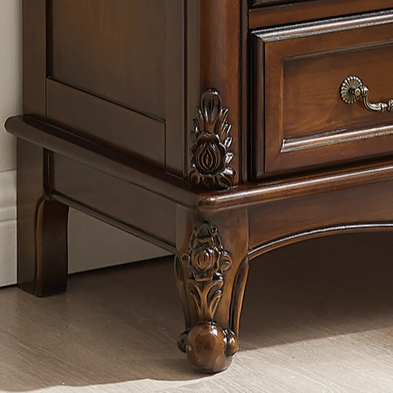 Traditional 34" Wood Wine Bar Cabinet with Drawers Image - 9 | homeyfad