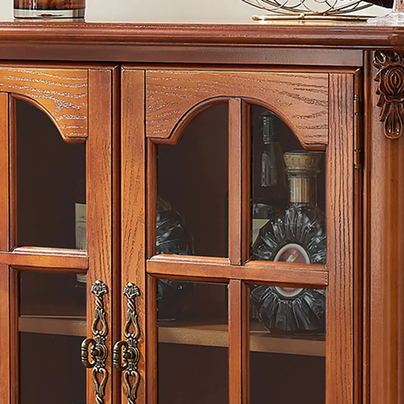 Traditional 34" Wood Wine Bar Cabinet with Drawers Image - 13 | homeyfad