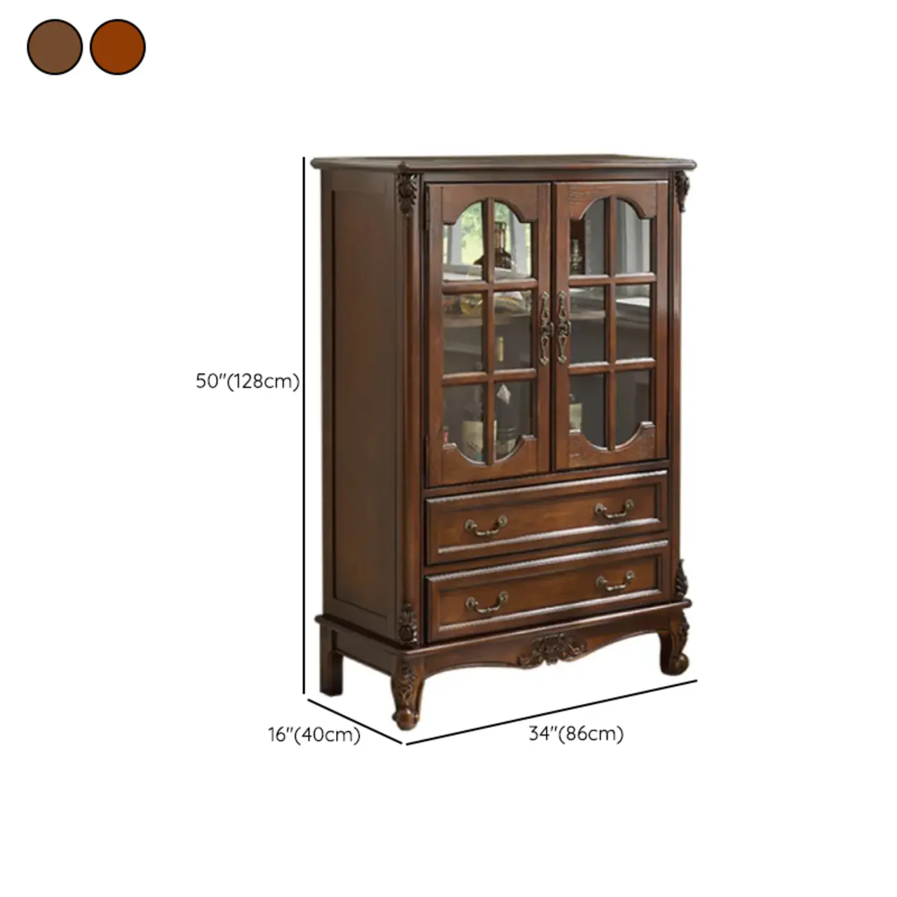 Traditional 34" Wood Wine Bar Cabinet with Drawers #size | homeyfad