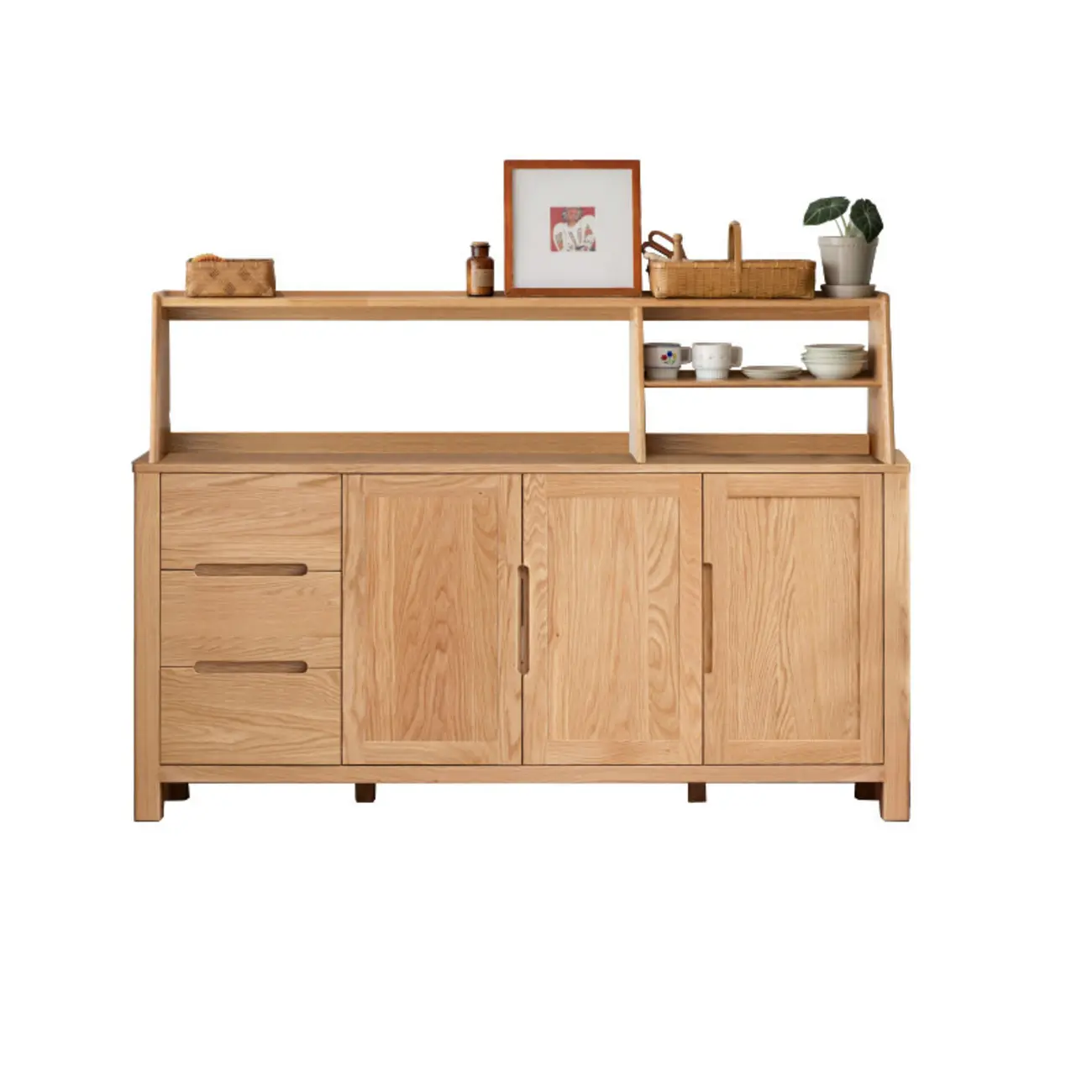 Modern Wood Sideboard with Shelves and Drawers Image - 6 | homeyfad