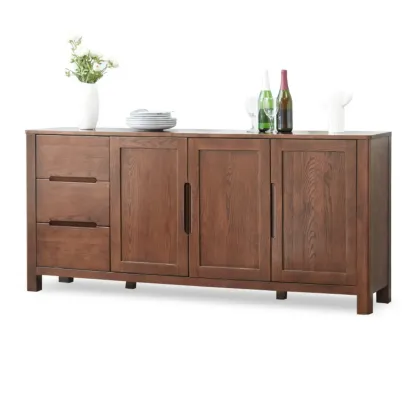 Modern Wood Sideboard with Shelves and Drawers Image - 8