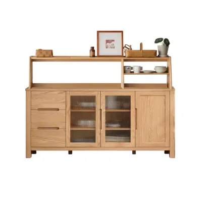 Modern Wood Sideboard with Shelves and Drawers Image - 20