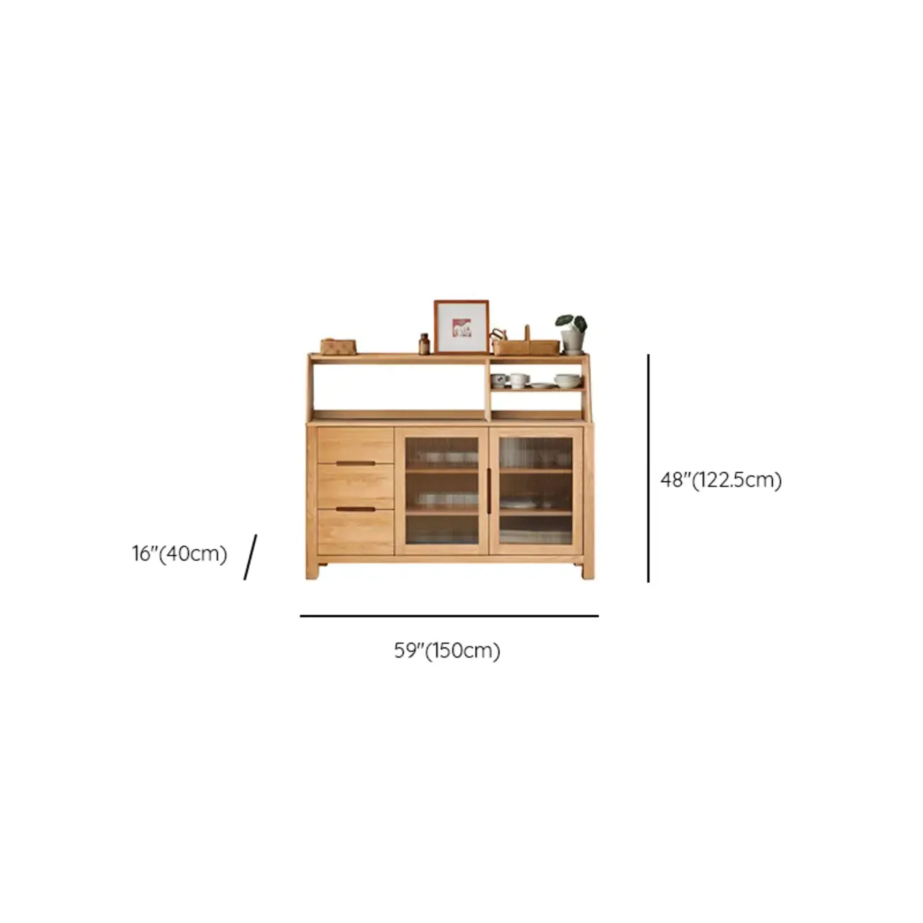 Modern Wood Sideboard with Shelves and Drawers Image - 25