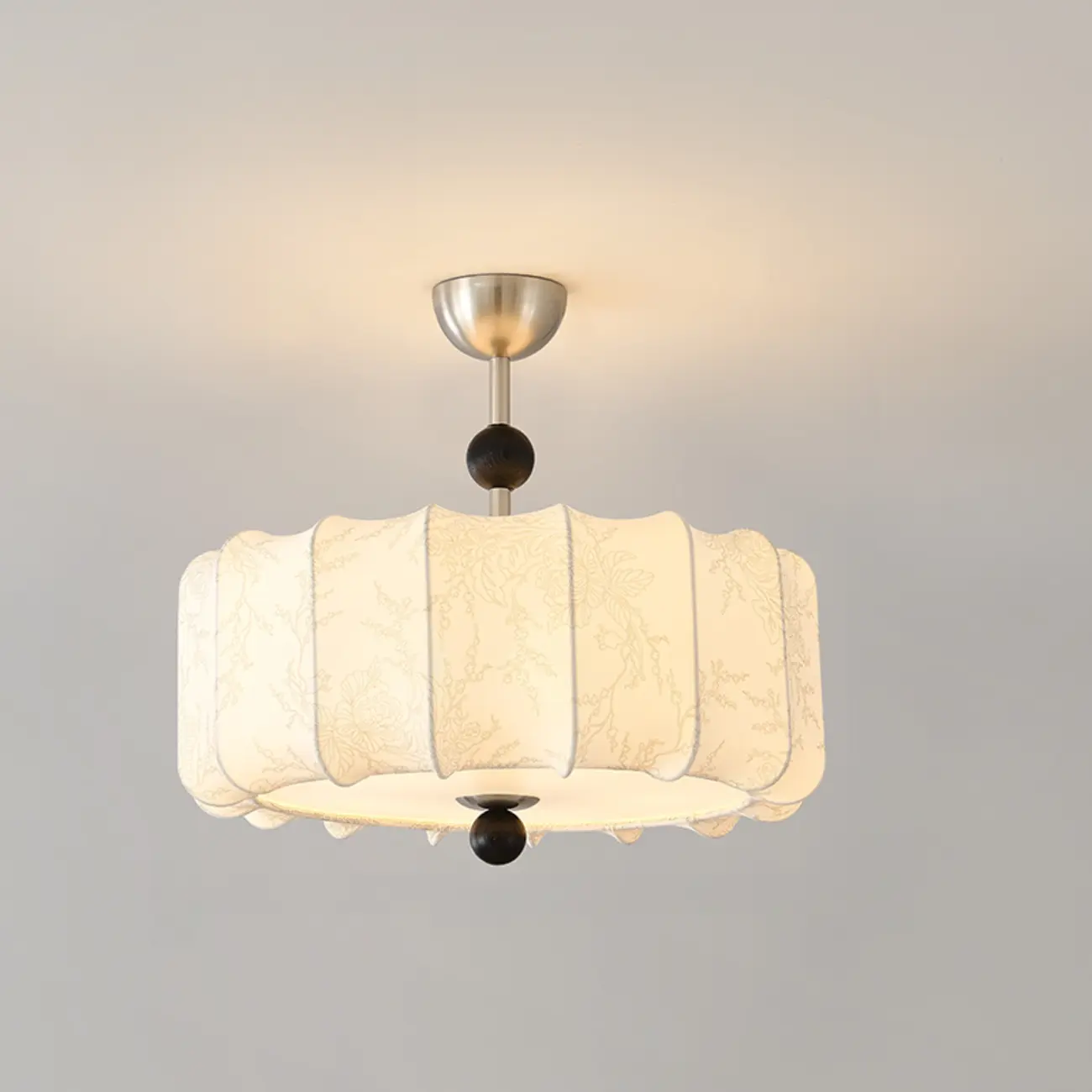 White Fabric Drum Contemporary Pendant Chandelier Light Image - 2 | homeyfad