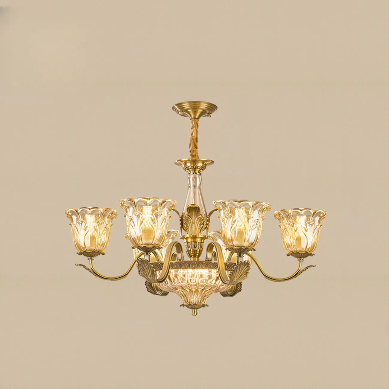 Gold Floral Glass Crystal Chandelier Elegant Design Image - 2 | homeyfad