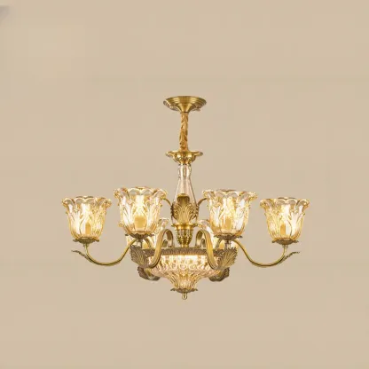 Gold Floral Glass Crystal Chandelier Elegant Design Image - 2