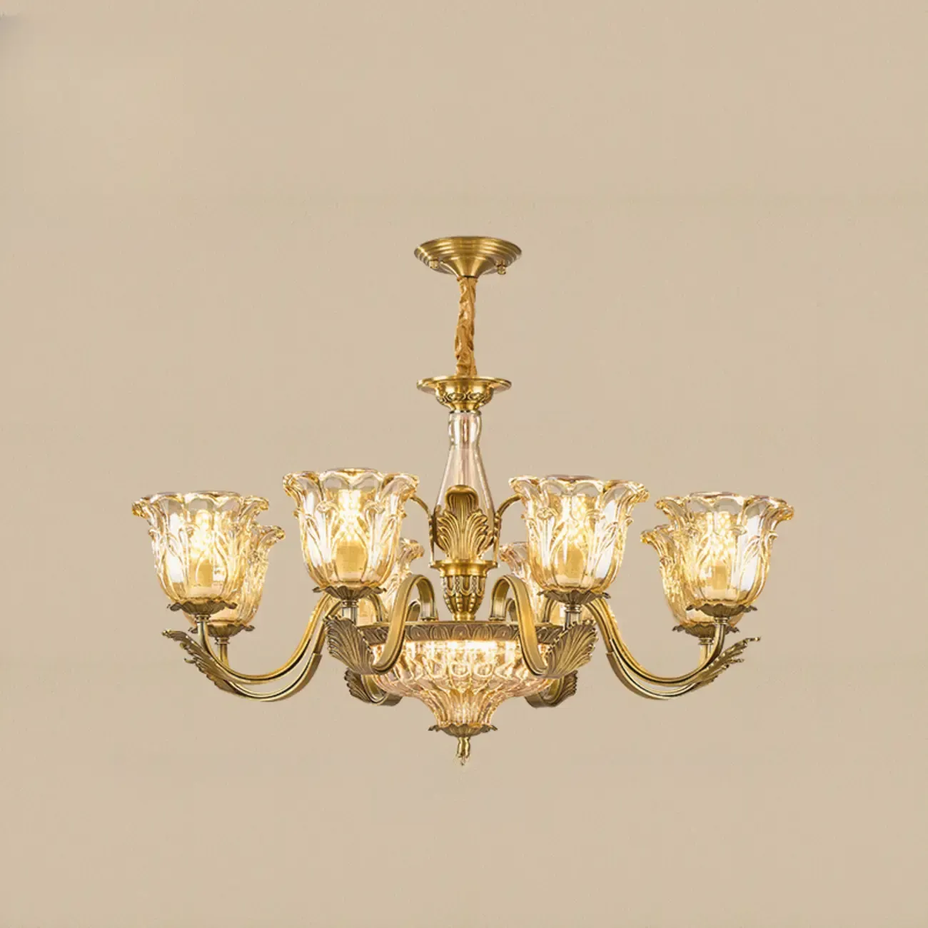 Gold Floral Glass Crystal Chandelier Elegant Design Image - 3
