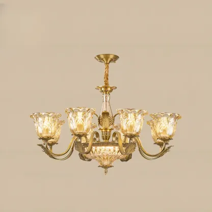 Gold Floral Glass Crystal Chandelier Elegant Design Image - 3