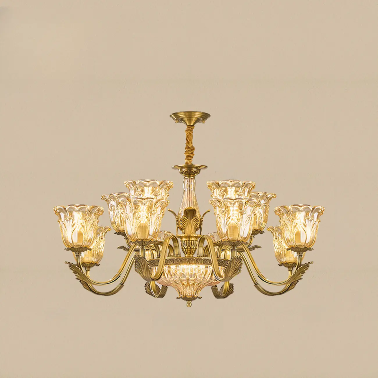 Gold Floral Glass Crystal Chandelier Elegant Design Image - 7 | homeyfad