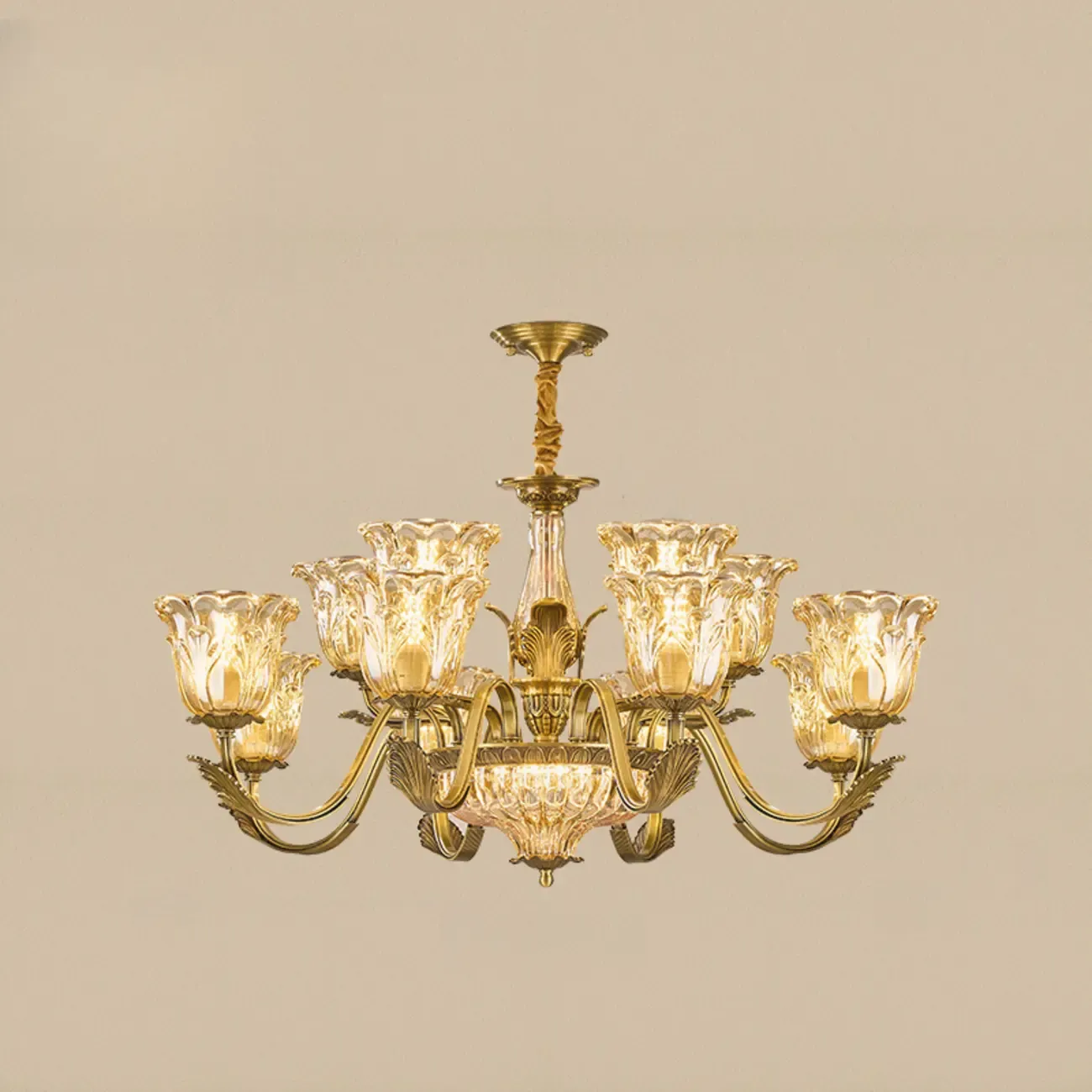 Gold Floral Glass Crystal Chandelier Elegant Design Image - 7