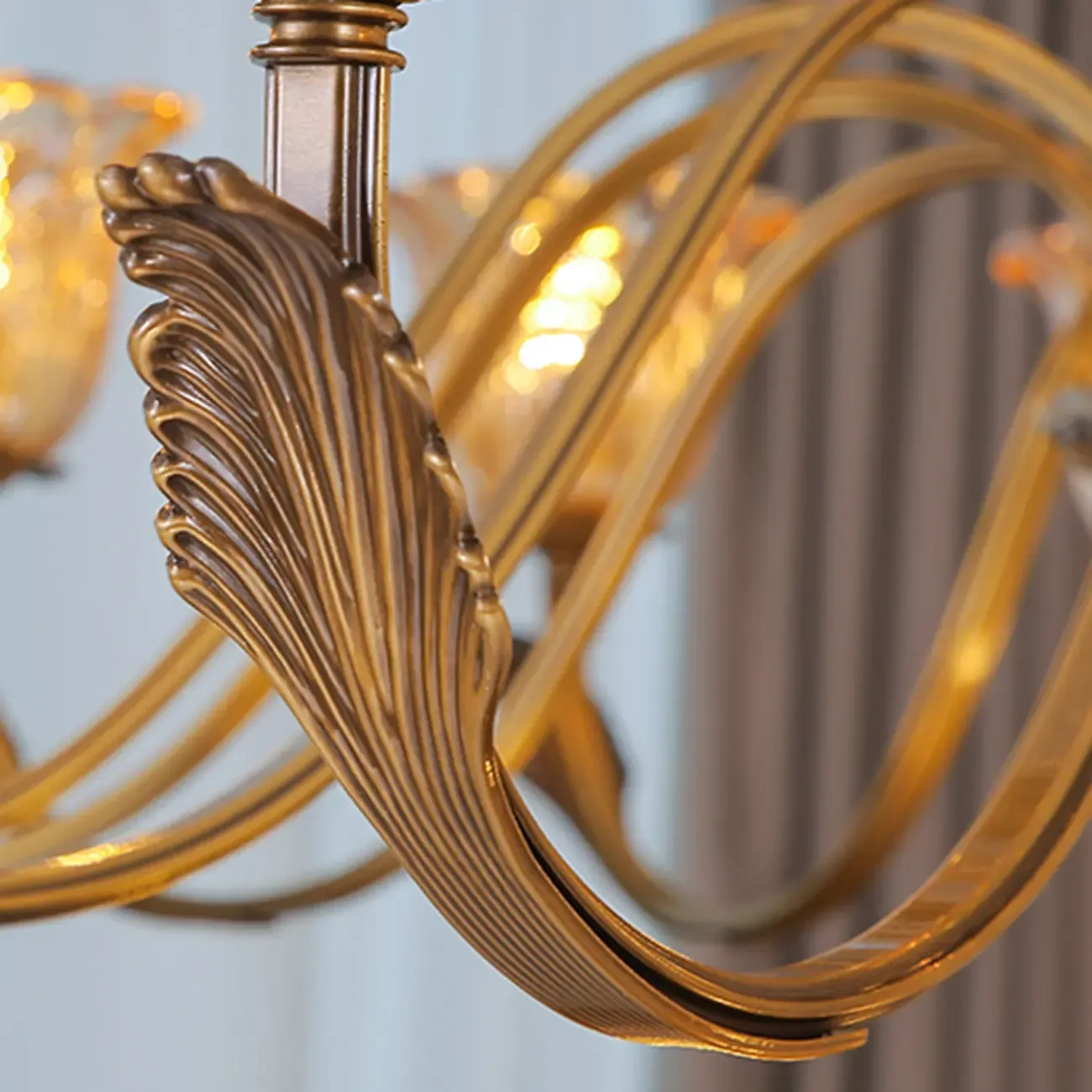 Gold Floral Glass Crystal Chandelier Elegant Design Image - 8