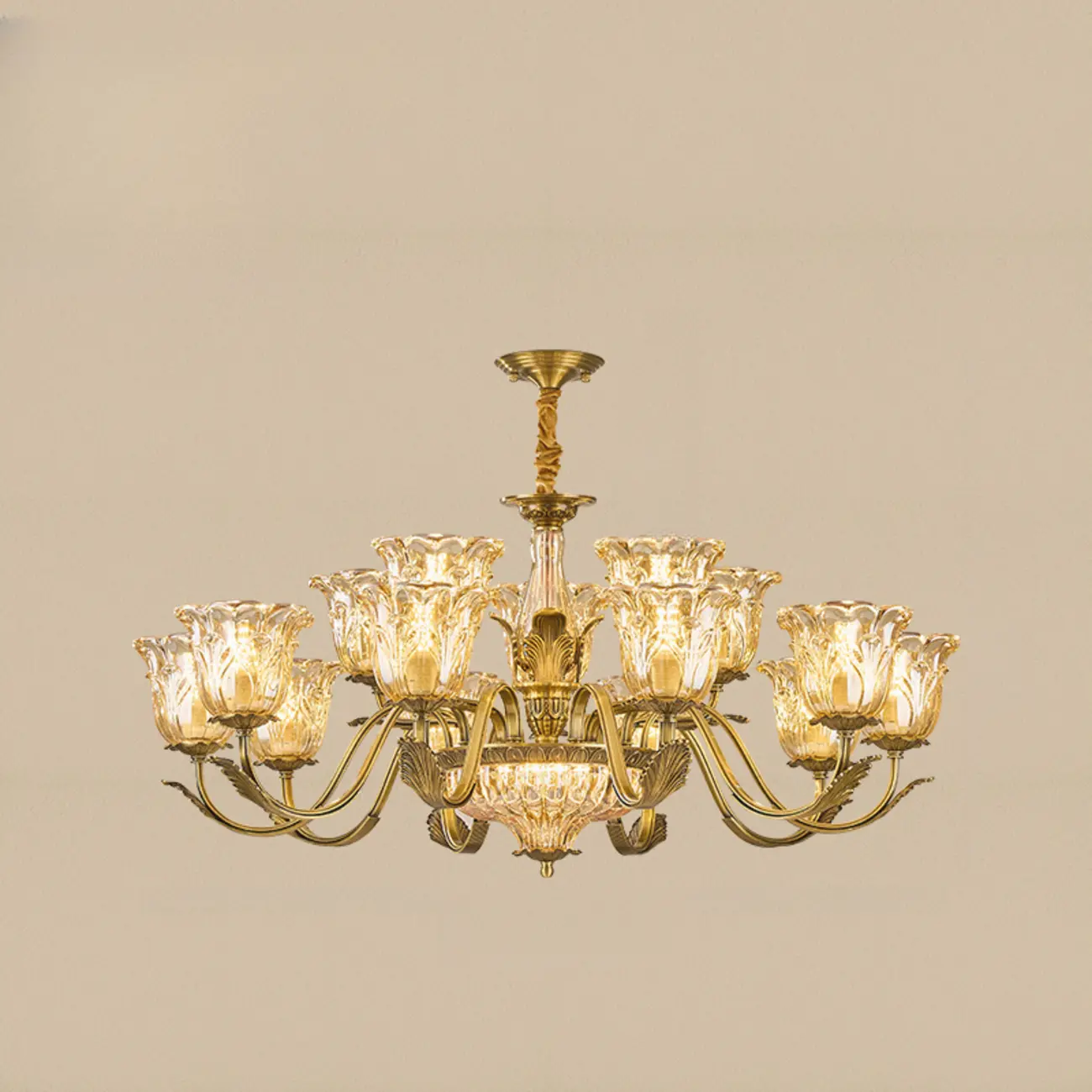 Gold Floral Glass Crystal Chandelier Elegant Design Image - 9 | homeyfad