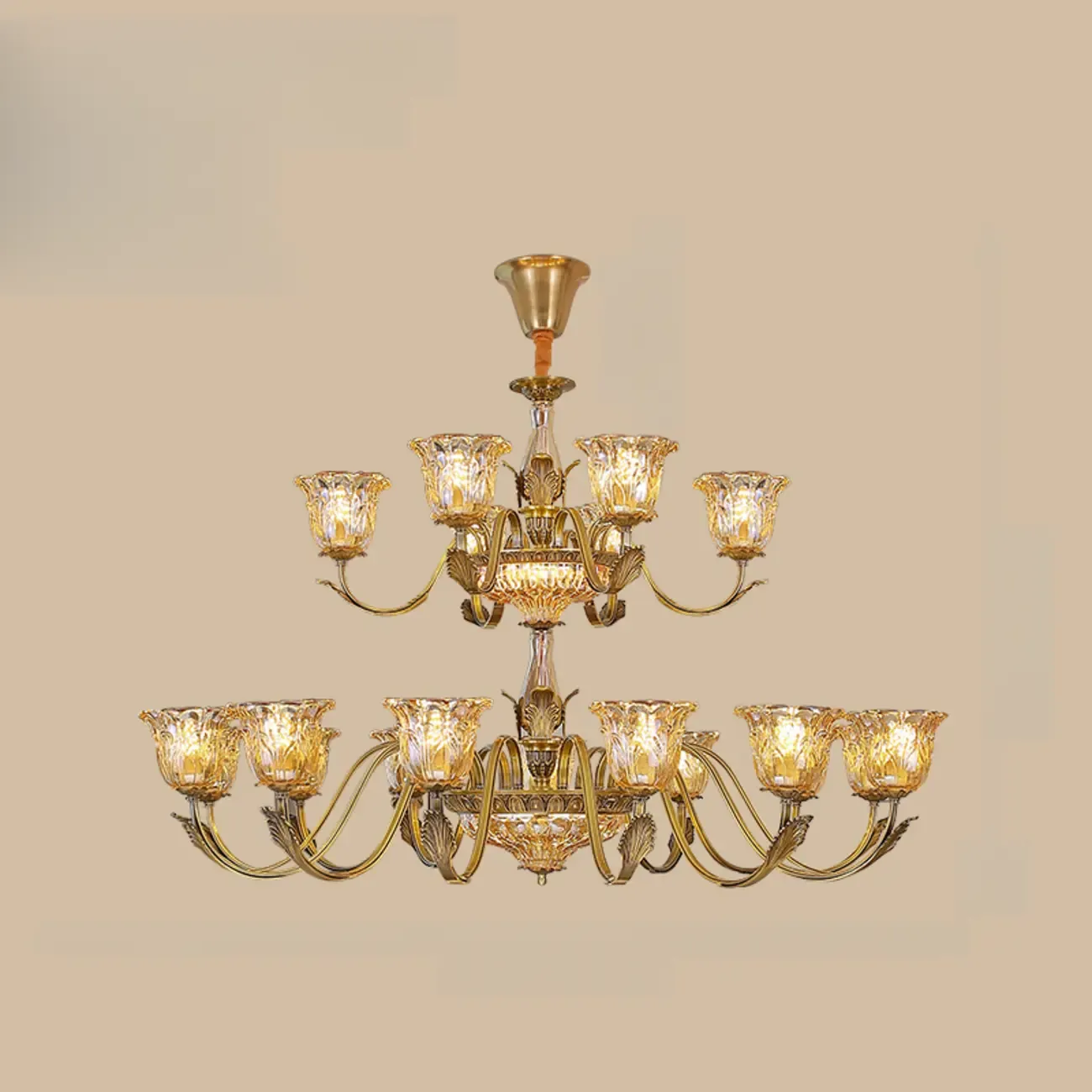 Gold Floral Glass Crystal Chandelier Elegant Design Image - 11