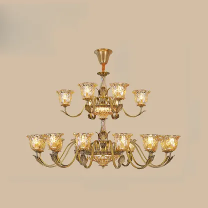 Gold Floral Glass Crystal Chandelier Elegant Design Image - 11