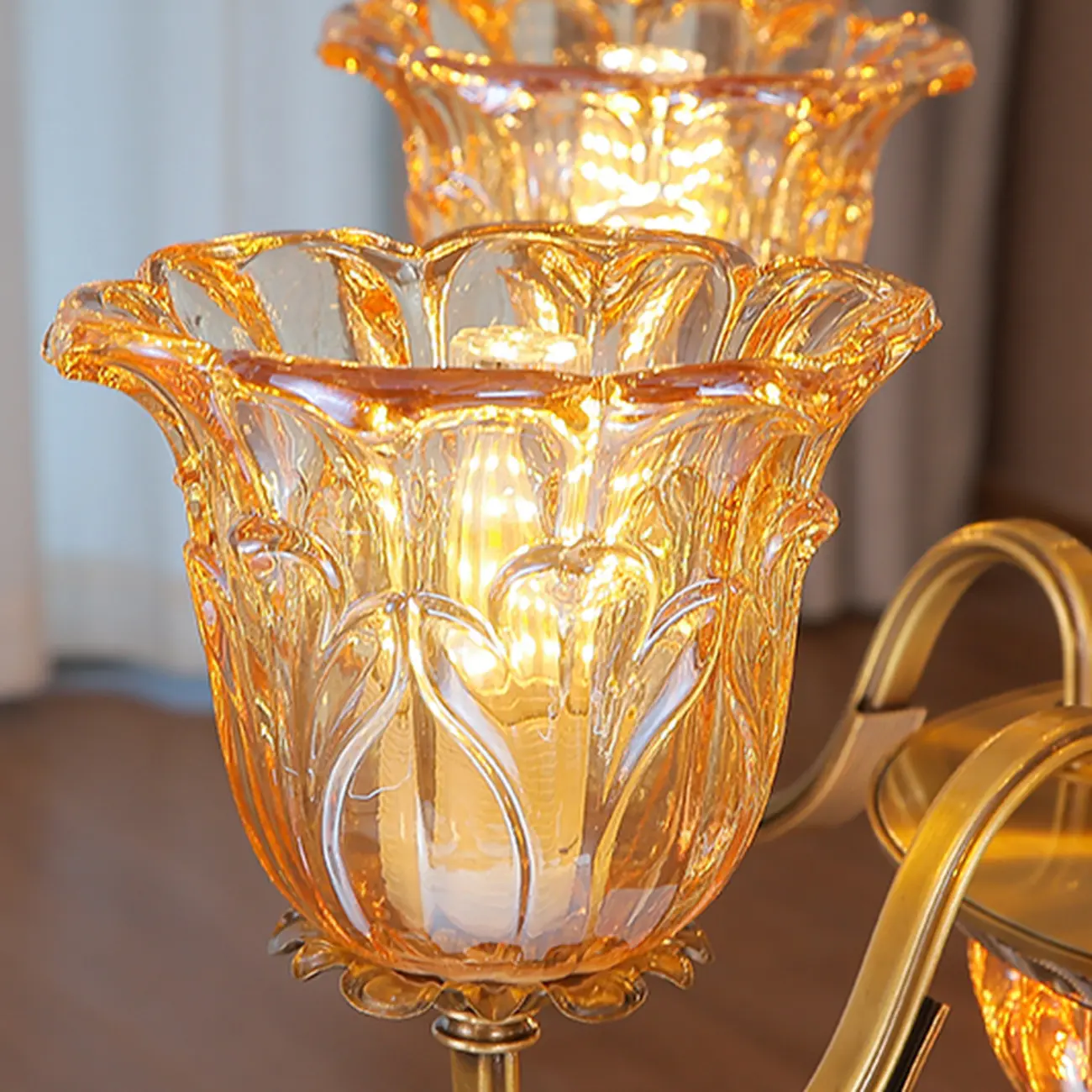 Gold Floral Glass Crystal Chandelier Elegant Design Image - 12 | homeyfad